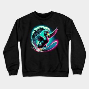 Funny Duck Surfing Novelty Funny Duck Surfer Crewneck Sweatshirt